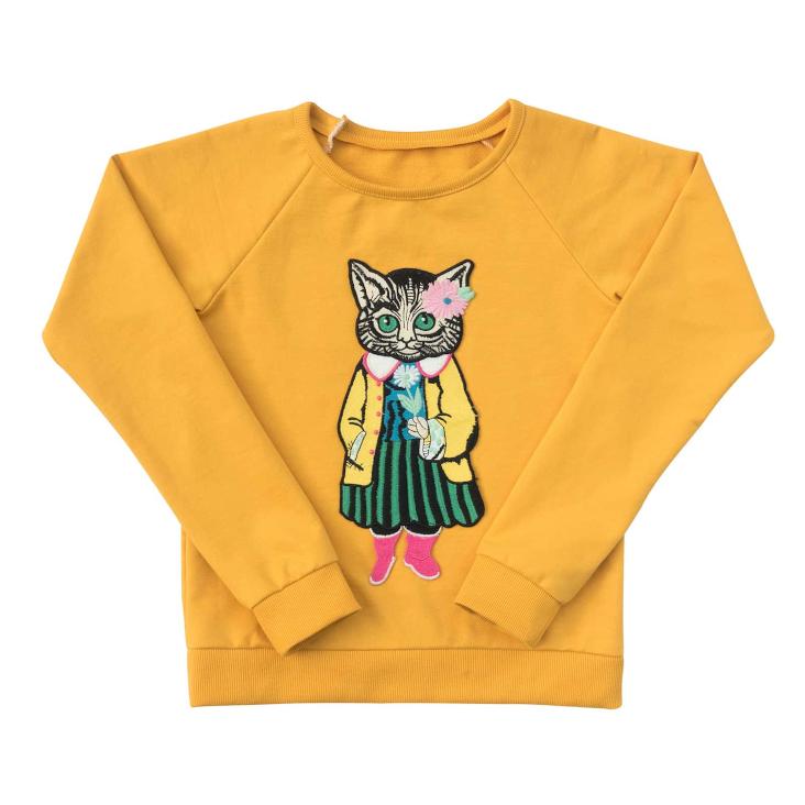 Mädchen Pullover Katze Gelb