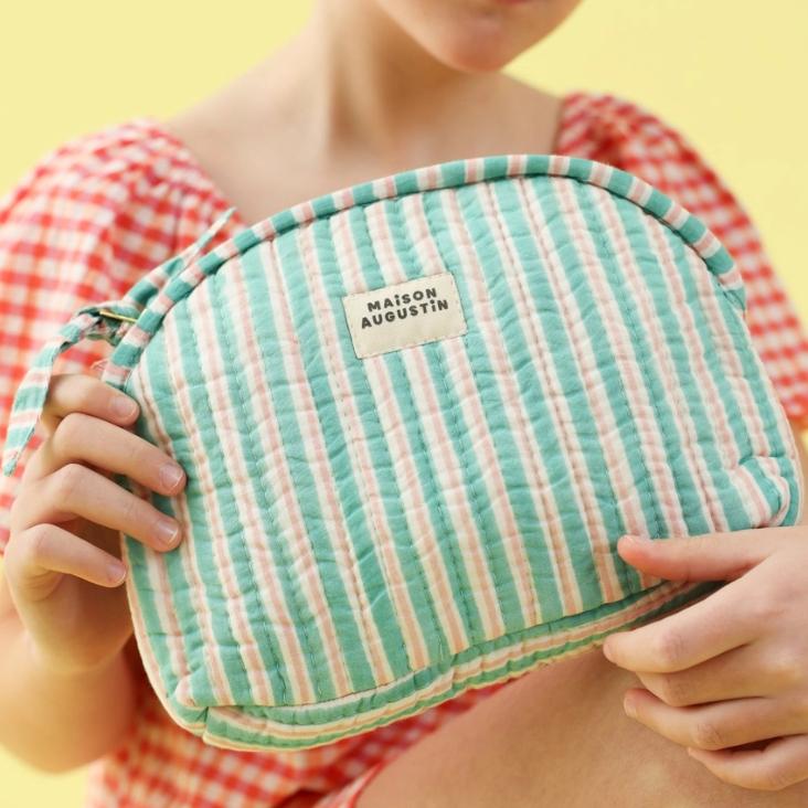 Make-up-Tasche Stripe Türkis