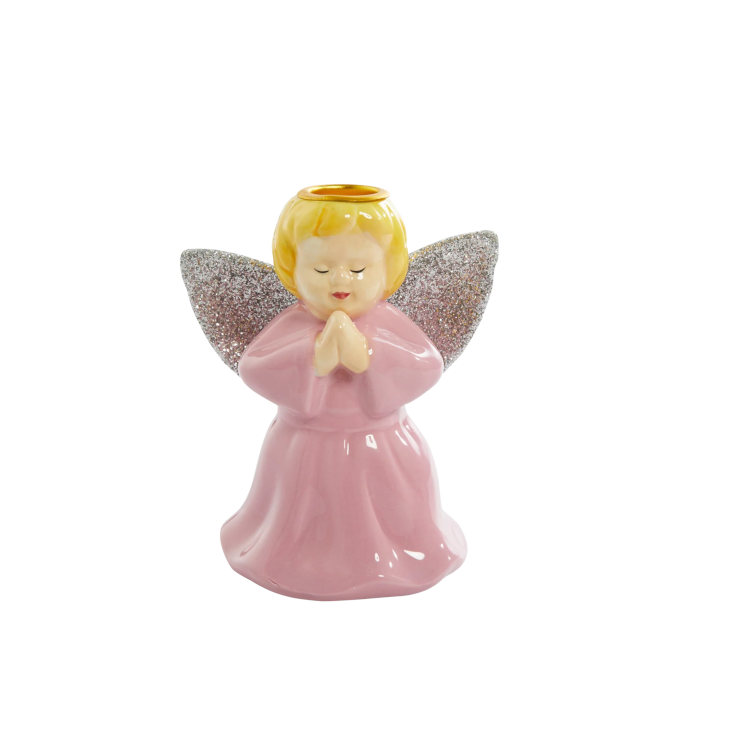 Kerzenständer Engel Rosa
