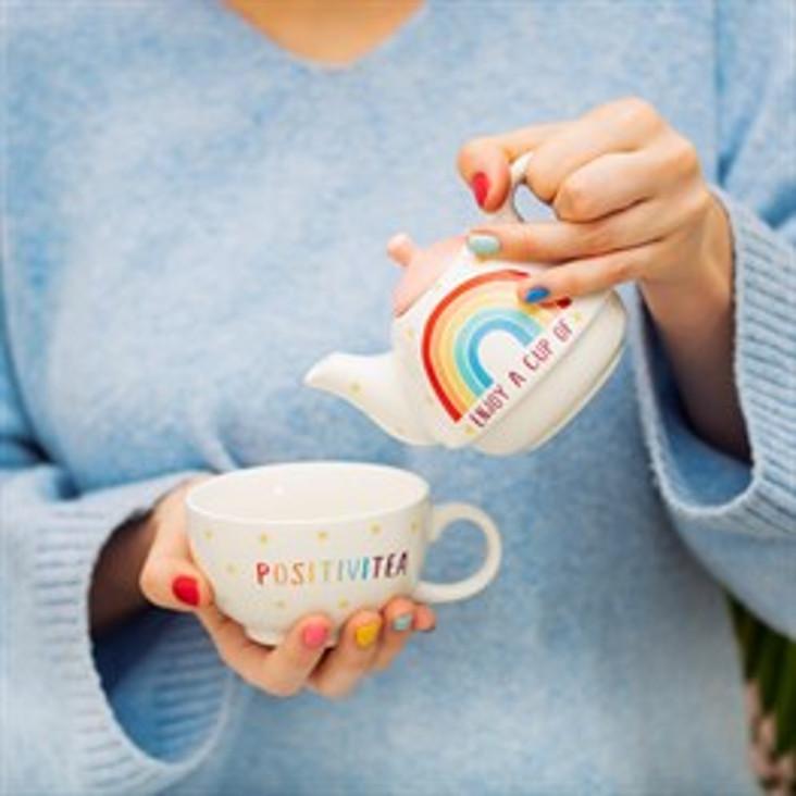 Tasse und Teekanne Regenbogen