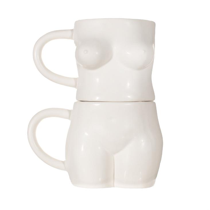 Body Stacking Mugs White - Set Of 2