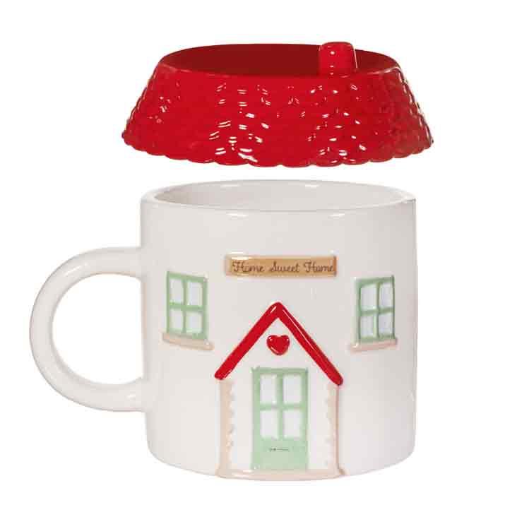 Becher in Hausform mit Deckel - 0