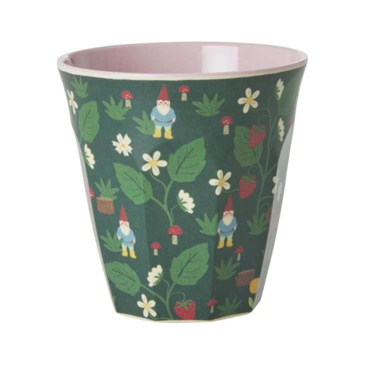 Medium Melamine Cup - Green - Forest Gnome Print