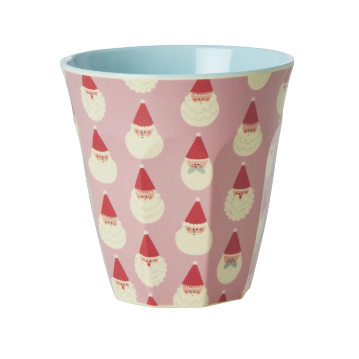 Medium Melamine Cup - Soft Pink - Santa Baby Print