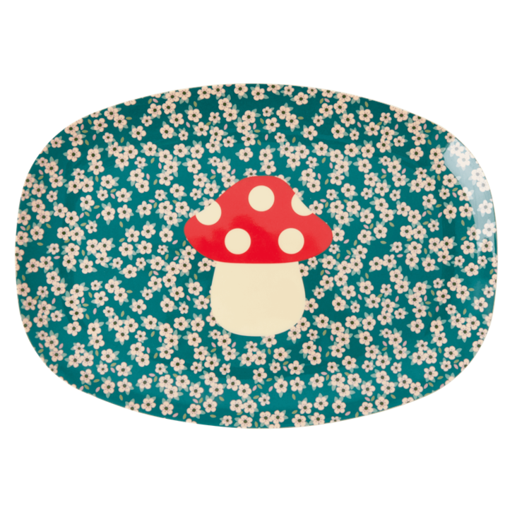 Rice Melamin Platte - Mushroom Print