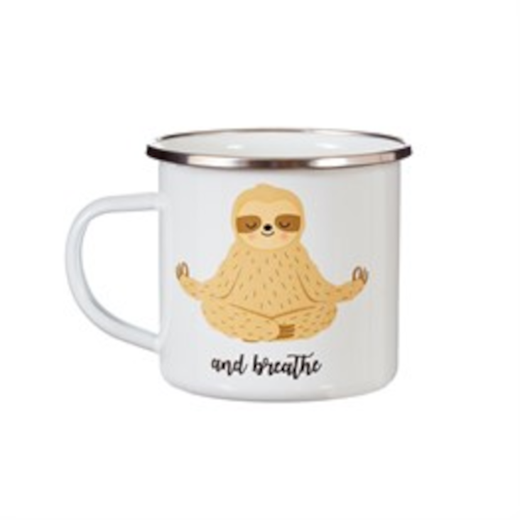 Emaille Becher Yoga Sloth