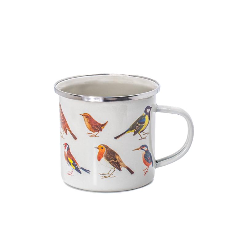 Vintage Vögel Emaille Becher