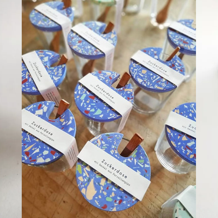 Zuckerdose Blau-Azul Terrazzo Handmade