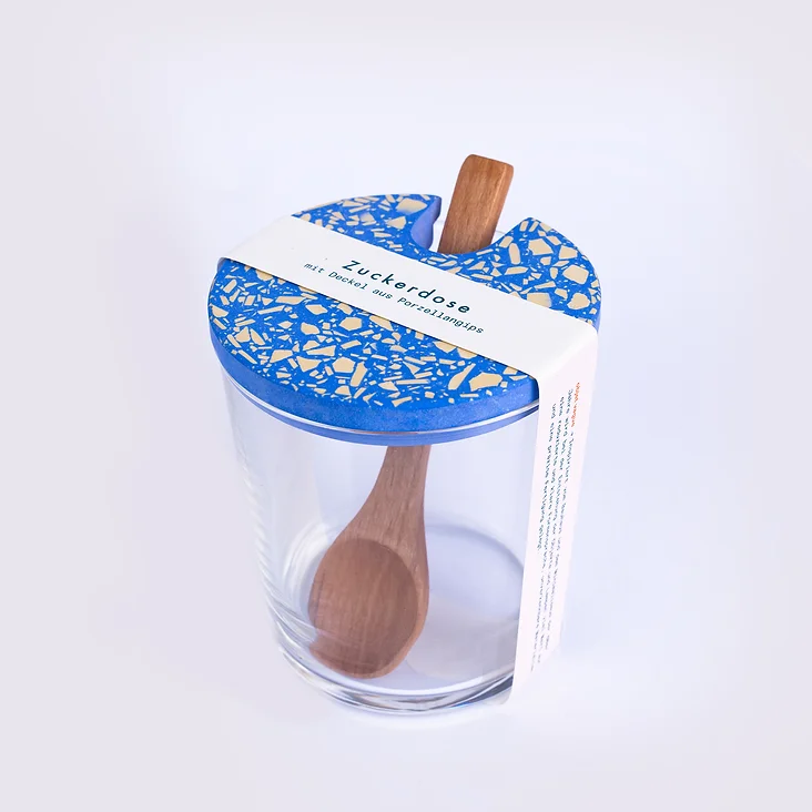 Zuckerdose Blau Sand Terrazzo Handmade