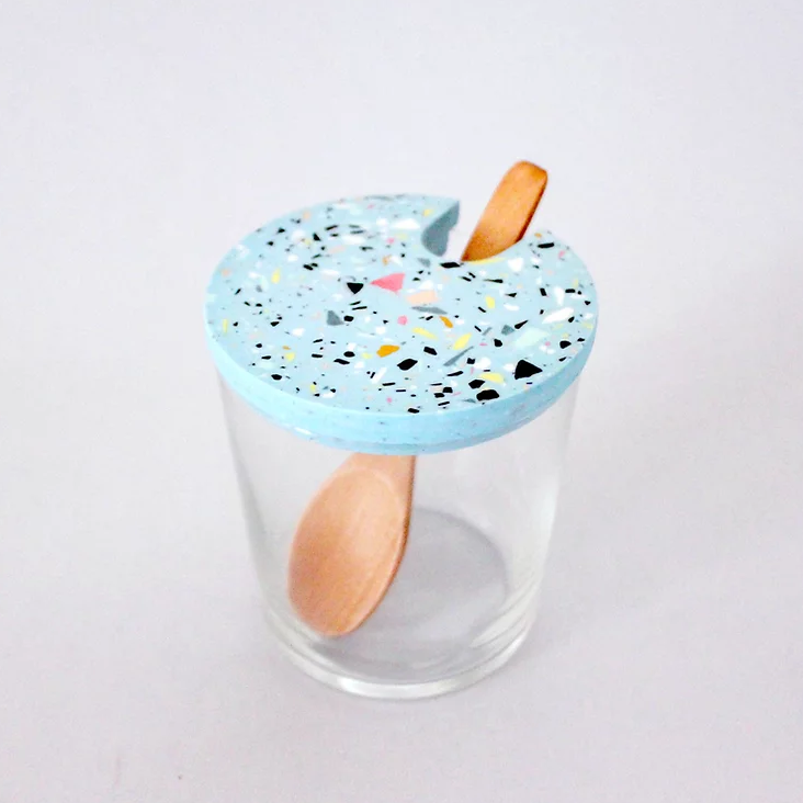 Zuckerdose Hellblau Terrazzo Handmade