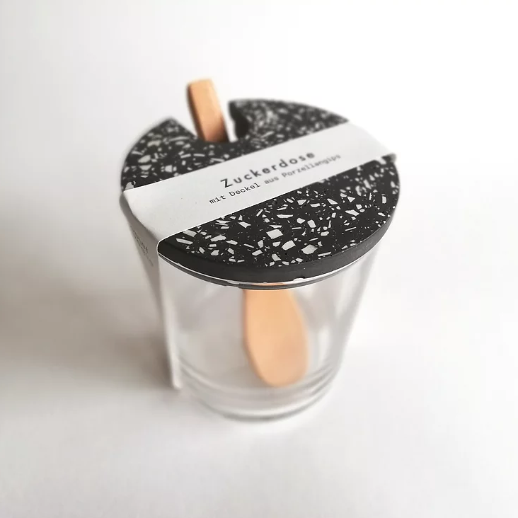 Zuckerdose Schwarz Terrazzo Handmade