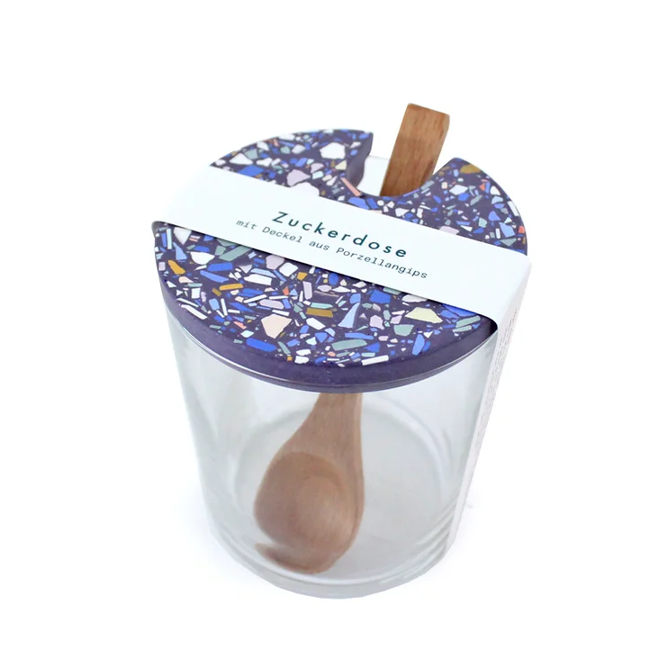 Zuckerdose Violett Terrazzo Handmade